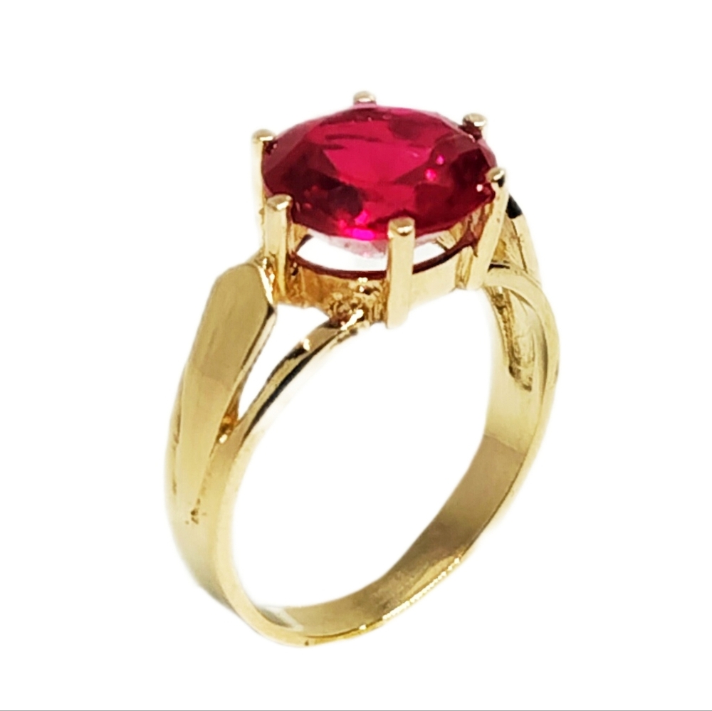 10k Gold Ring With Created Ruby - image 4